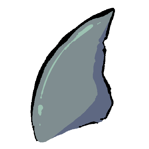 a blueish grey fin, similar to a dolphins